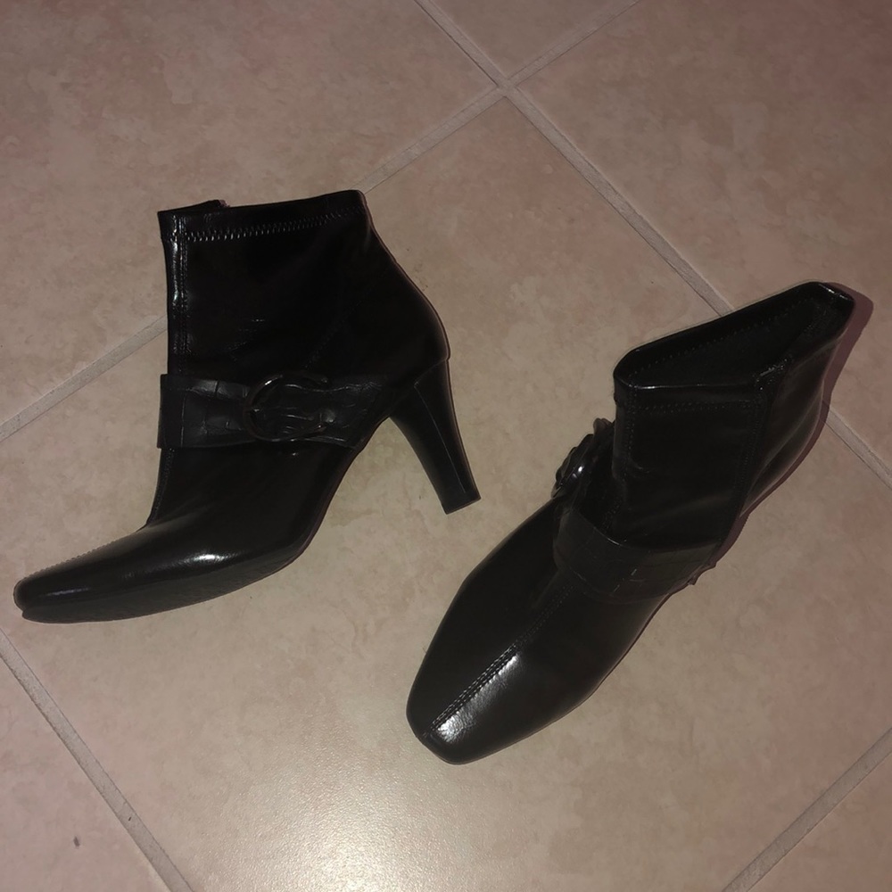 Black buckle booties